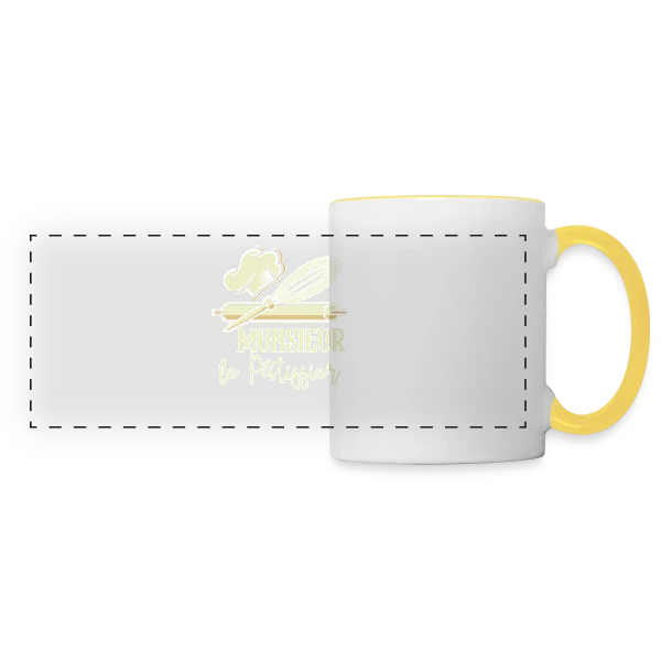 Monsieur Le Pâtissier - Passion Gâteaux & Humour sur Mug panoramique contrasté et blanc