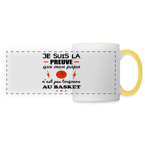 La Preuve que Papa ne fait pas QUE du Basket sur Mug panoramique contrasté et blanc