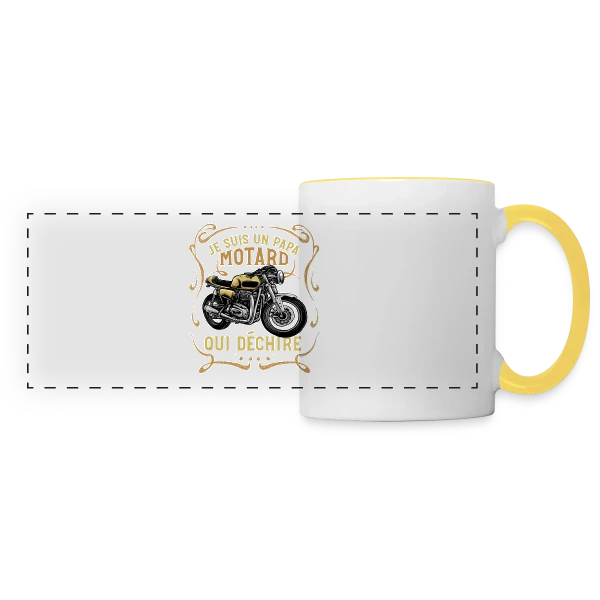 Papa Motard Qui Déchire - Cadeau Humour Moto sur Mug panoramique contrasté et blanc