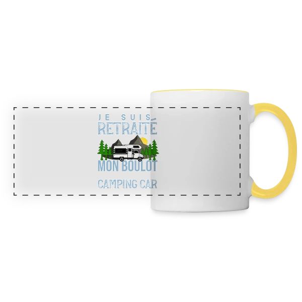 Retraité Humour - Mon Boulot : Conduire un Camping-Car sur Mug panoramique contrasté et blanc