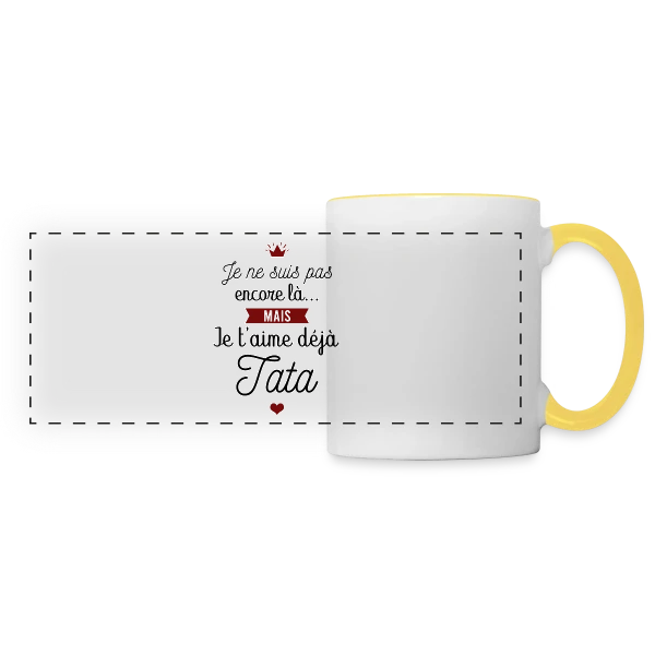 Future Tata Je T'aime Déjà - Annonce Grossesse sur Mug panoramique contrasté et blanc