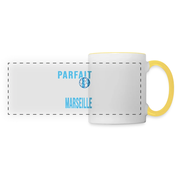 Supporter de l'OM : Humour Marseillais sur Mug panoramique contrasté et blanc