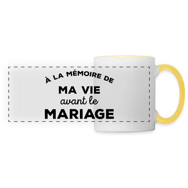 Adieu Vie de Célibataire sur Mug panoramique contrasté et blanc
