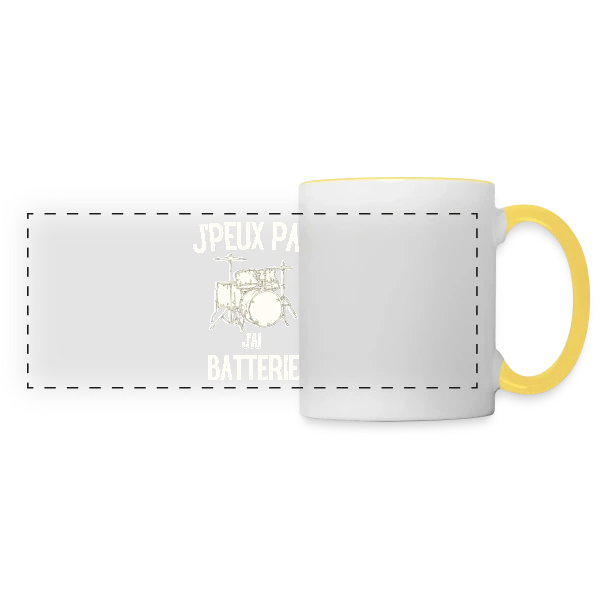 J'peux Pas J'ai Batterie sur Mug panoramique contrasté et blanc