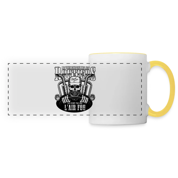 Attention aux Routiers - Humour du Bitume sur Mug panoramique contrasté et blanc