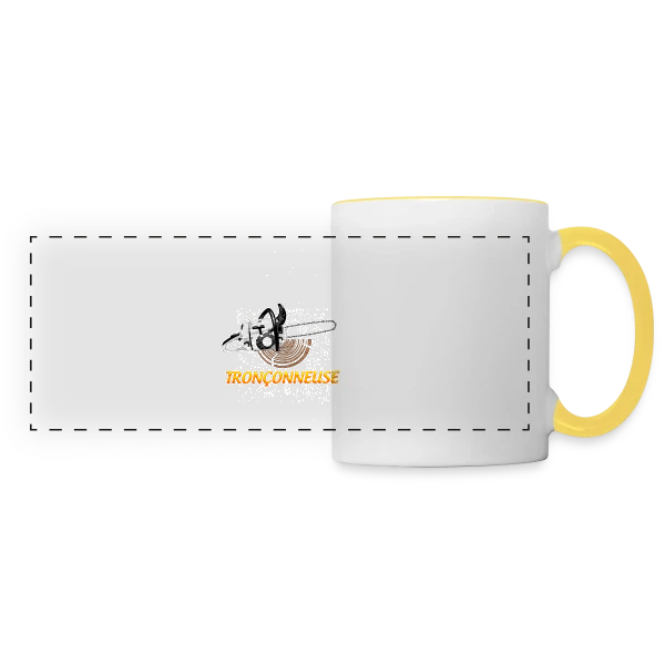 Le Roi de la Tronçonneuse - Humour Bûcheron Forêt sur Mug panoramique contrasté et blanc