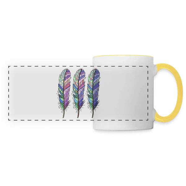 L'Envol des Plumes sur Mug panoramique contrasté et blanc