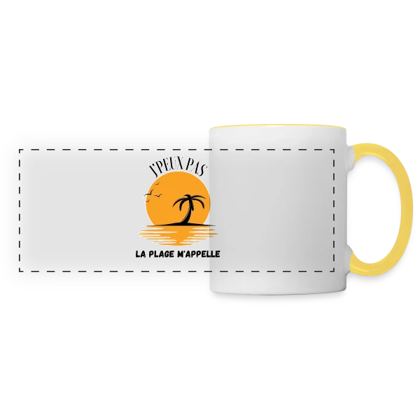 La Plage M'Appelle Humour sur Mug panoramique contrasté et blanc