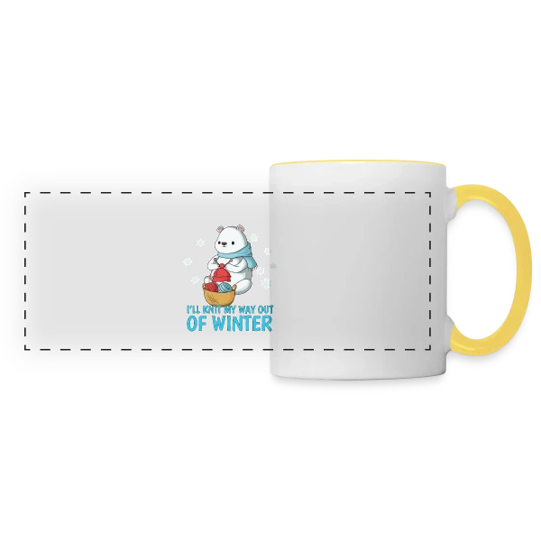 Ours Polaire Tricote l'Hiver sur Mug panoramique contrasté et blanc