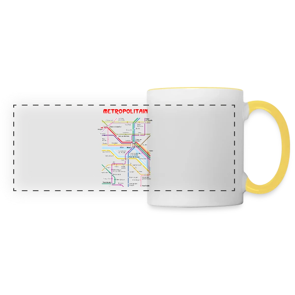 Métro Parisien Poétique sur Mug panoramique contrasté et blanc