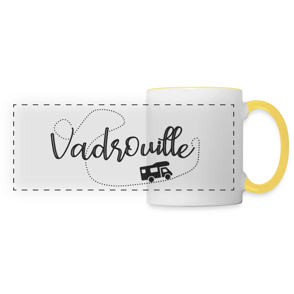 Humour Camping-Car en Vadrouille: Le Pilote Retraité sur Mug panoramique contrasté et blanc