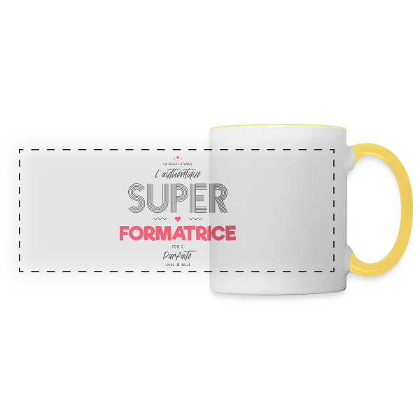 Super Formatrice Géniale sur Mug panoramique contrasté et blanc