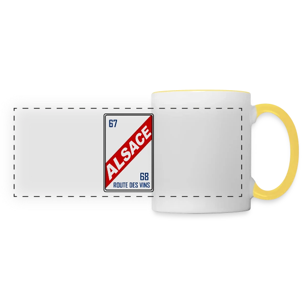Humour 'Licence Alsace' - Saveurs Régionales sur Mug panoramique contrasté et blanc