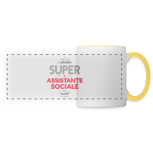 L'Authentique Super Assistante Sociale sur Mug panoramique contrasté et blanc