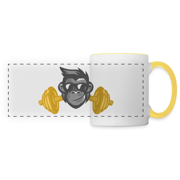 Le Singe Musclé : Gainz et Squats à la Salle sur Mug panoramique contrasté et blanc