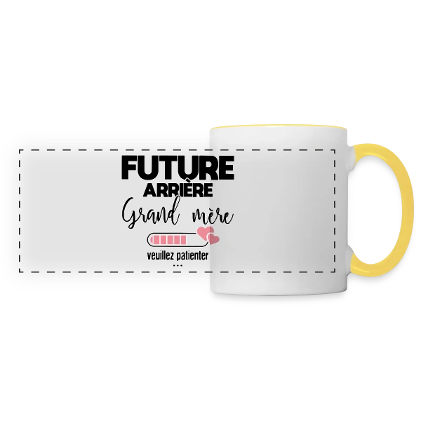Future Arrière-Grand-Mère : La Belle Annonce sur Mug panoramique contrasté et blanc