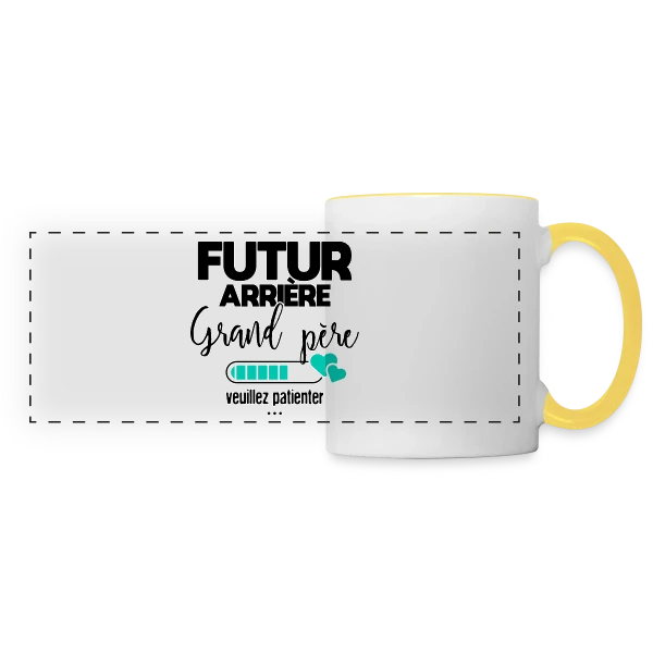 Futur Arrière-Grand-Père : Patience, Bébé Arrive ! sur Mug panoramique contrasté et blanc