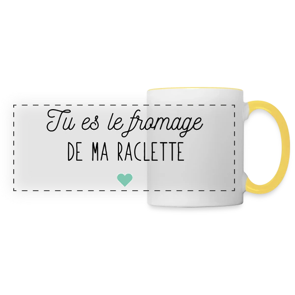 Tu es le Fromage de ma Raclette : Déclaration Gourmande sur Mug panoramique contrasté et blanc
