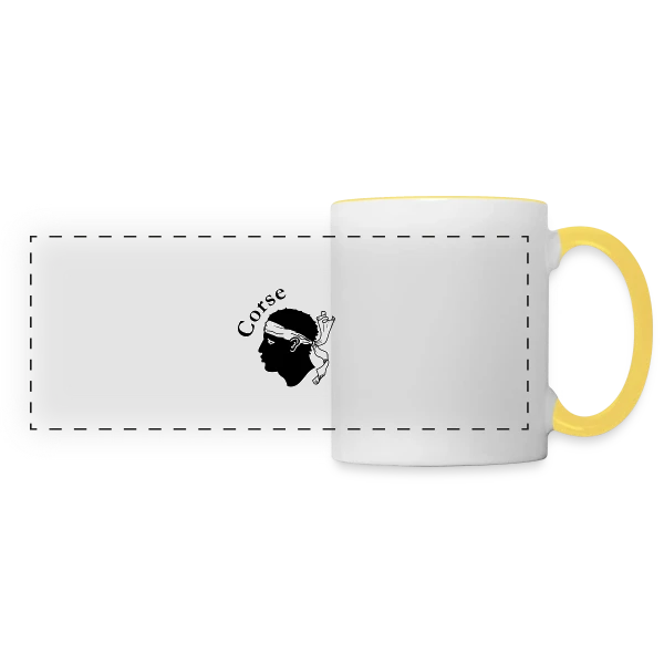 Tête de Maure Corse Texte sur Mug panoramique contrasté et blanc