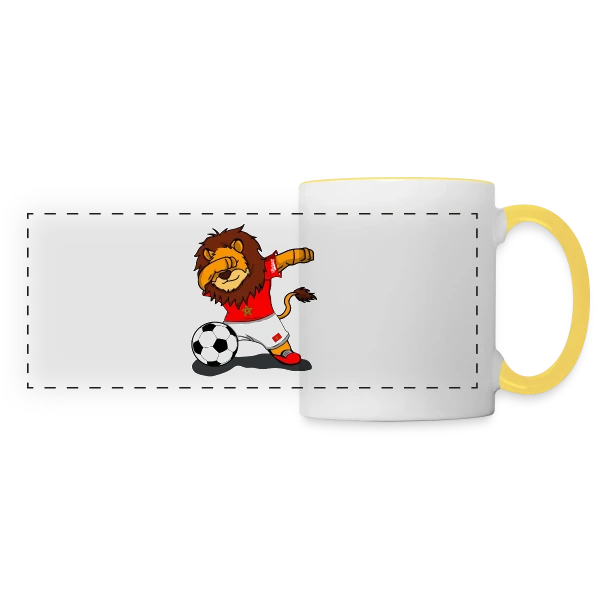 Lion Marocain Foot Dab sur Mug panoramique contrasté et blanc