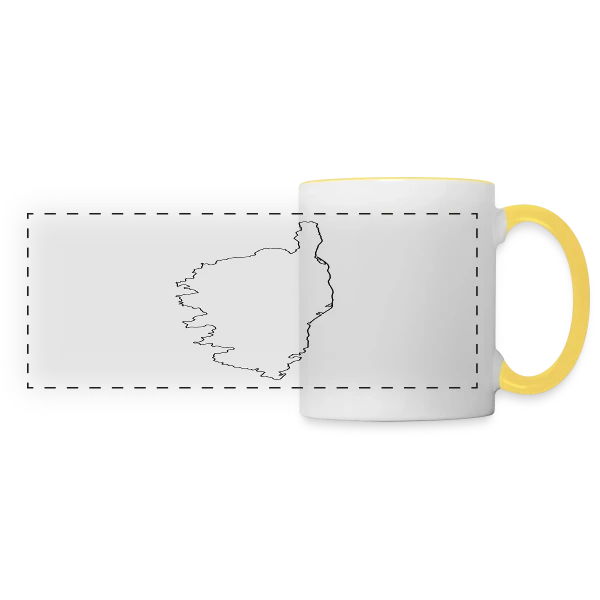 Contour Carte Corse sur Mug panoramique contrasté et blanc