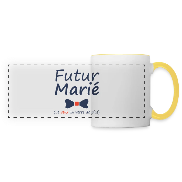 Futur Marié Verre de Plus sur Mug panoramique contrasté et blanc