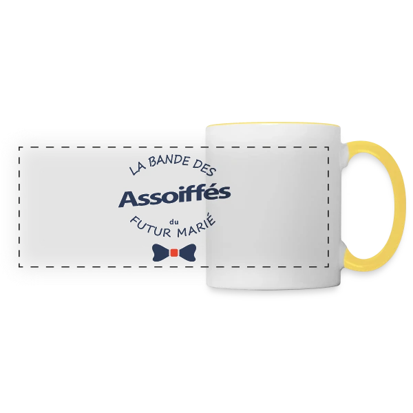La Bande des Assoiffés du Marié sur Mug panoramique contrasté et blanc
