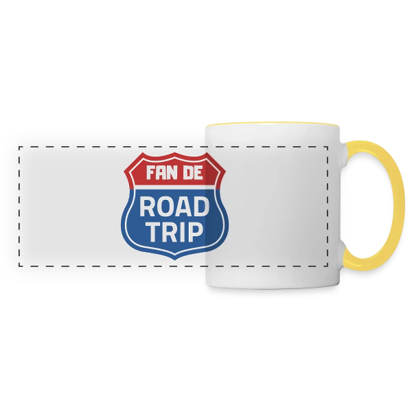 Écusson Fan de Road Trip sur Mug panoramique contrasté et blanc