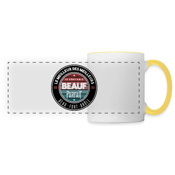 Le Véritable Beauf Parfait : Le T-shirt Humour Homme sur Mug panoramique contrasté et blanc