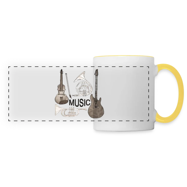 Passion Musique : Instruments & Guitare sur Mug panoramique contrasté et blanc