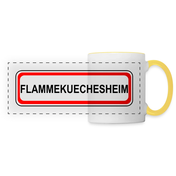 Flammekuechesheim: Ville de la Tarte Flambée sur Mug panoramique contrasté et blanc