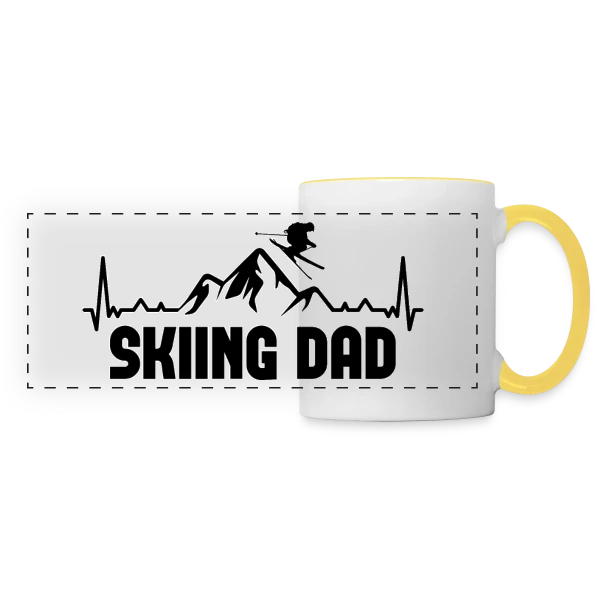 Skifahren DAD: Papa Skieur Rétro sur Mug panoramique contrasté et blanc