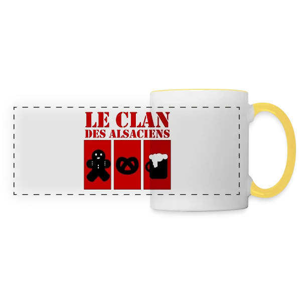 Le Clan des Alsaciens: Référence Culte Elsass sur Mug panoramique contrasté et blanc