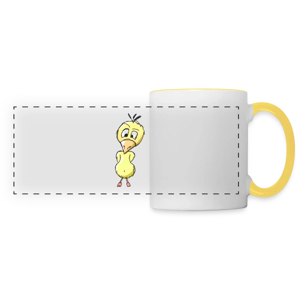 Caneton Timide et Drôle sur Mug panoramique contrasté et blanc