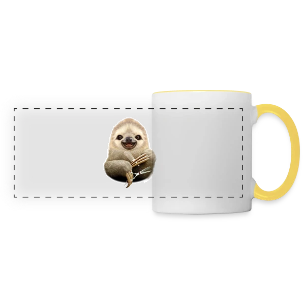 Paresseux Barbier : La Précision Lente sur Mug panoramique contrasté et blanc