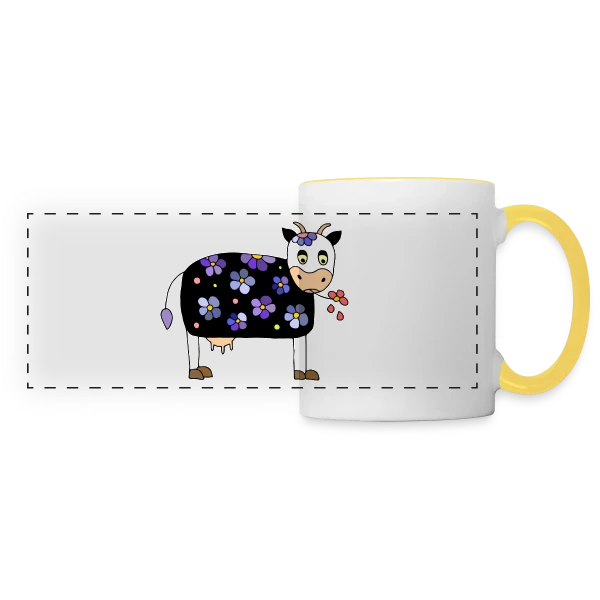 La Vache Rigolote sur Mug panoramique contrasté et blanc