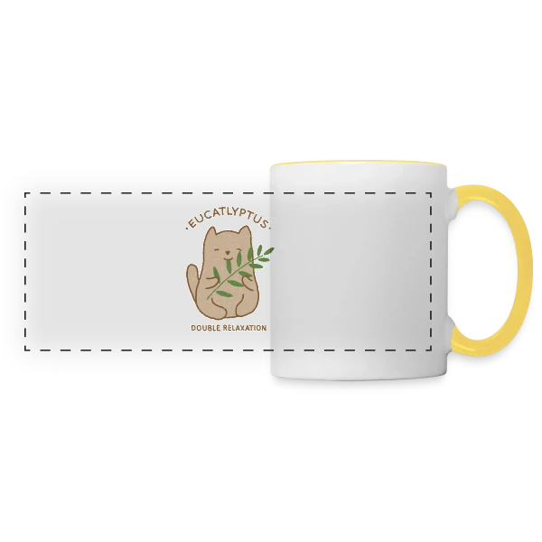 Eucalypchat : Douceur Féline et Eucalyptus sur Mug panoramique contrasté et blanc