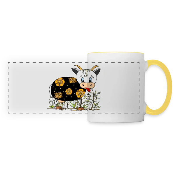La Vache Joyeuse sur Mug panoramique contrasté et blanc
