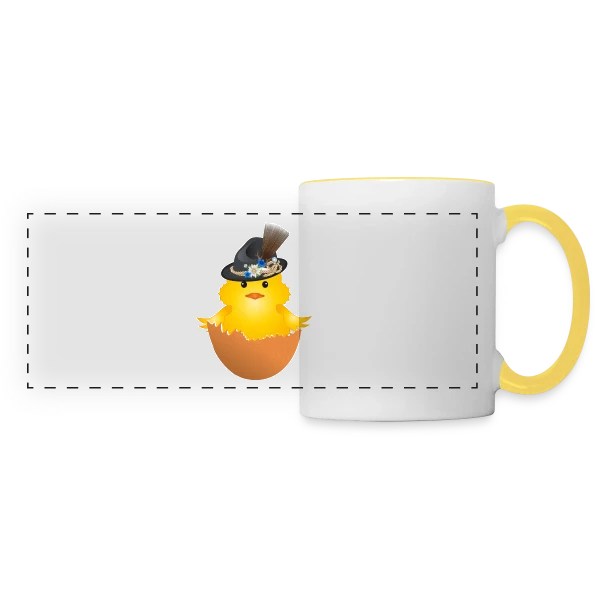 Adorable Poussin Bavarois en Costume Traditionnel sur Mug panoramique contrasté et blanc