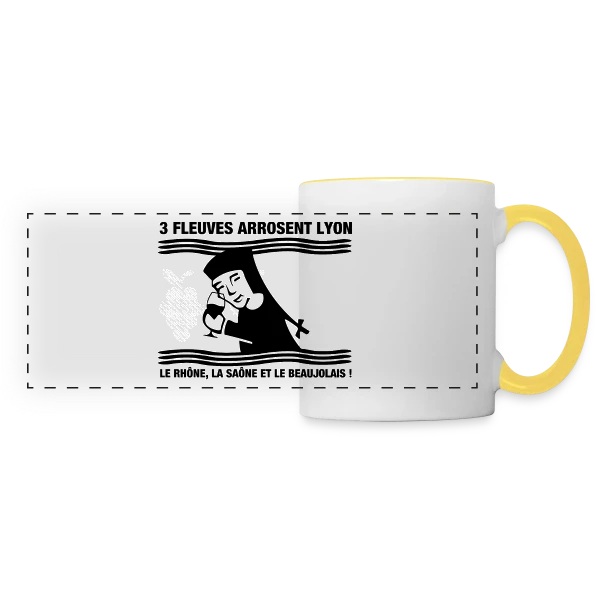Lyon Fleuves & Beaujolais sur Mug panoramique contrasté et blanc
