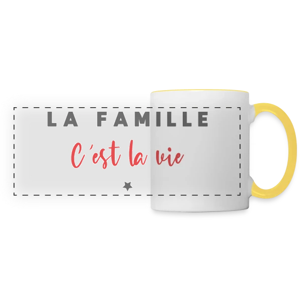 La Famille C'est la Vie sur Mug panoramique contrasté et blanc