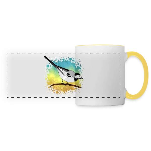 Bergeronnette Aquarelle sur Mug panoramique contrasté et blanc