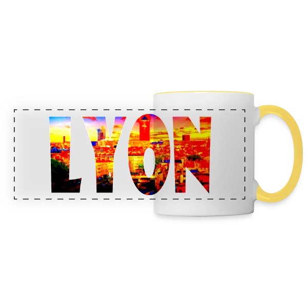 Lyon Cité Vibrante sur Mug panoramique contrasté et blanc