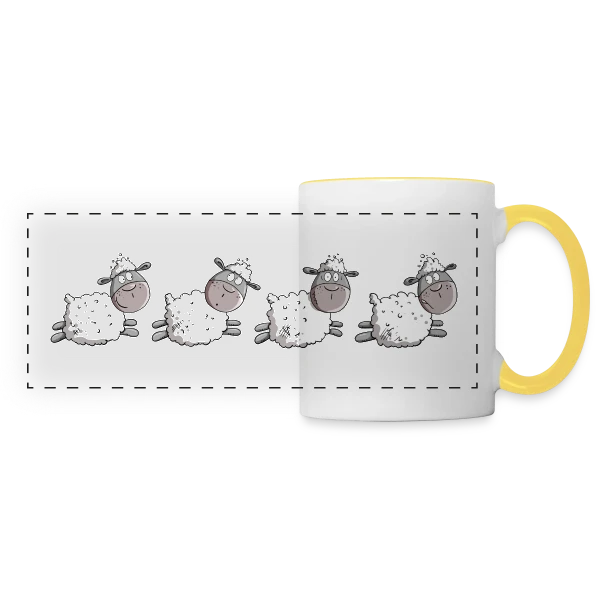 Moutons Rigolos sur Mug panoramique contrasté et blanc