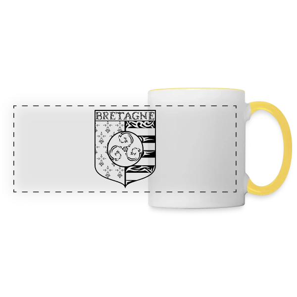 Bretagne - Blason Gwenn Ha Du Triskèle Tribal sur Mug panoramique contrasté et blanc