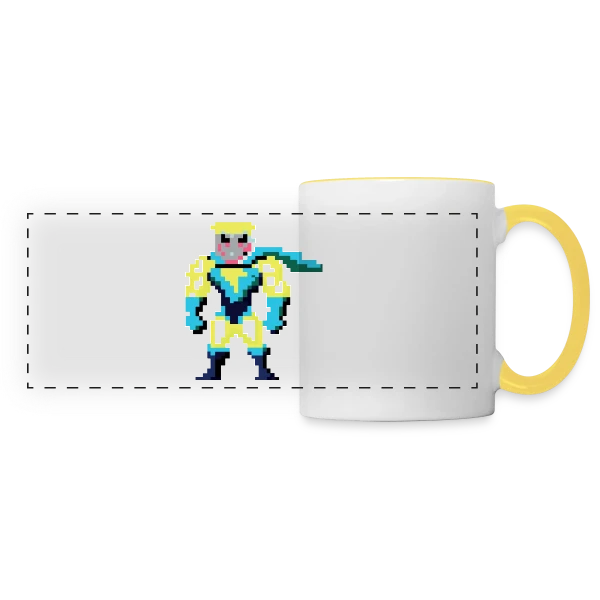 Super-Héros Pixel Franck sur Mug panoramique contrasté et blanc