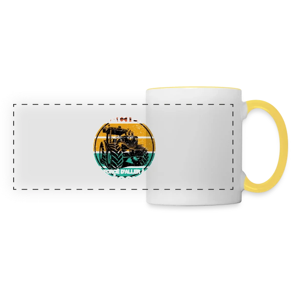 Né pour le Tracteur: Humour Agricole sur Mug panoramique contrasté et blanc