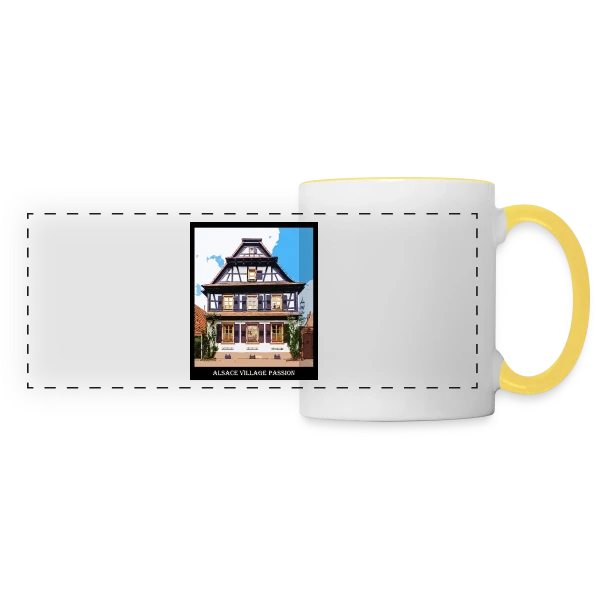 Maison Alsacienne Typique sur Mug panoramique contrasté et blanc