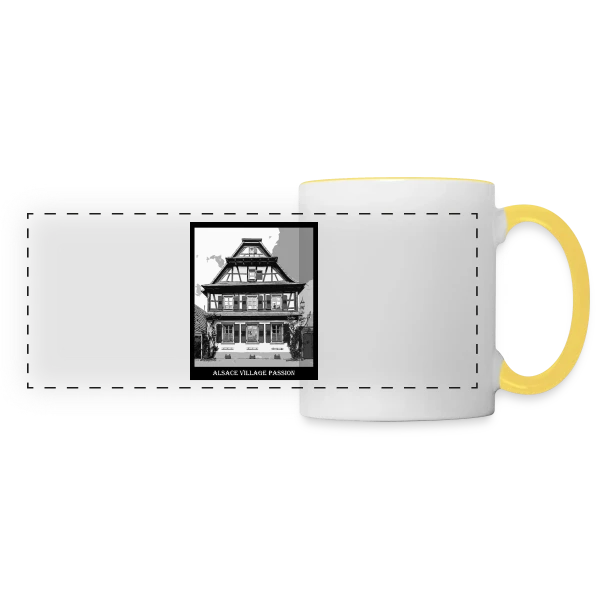 Maison à Colombages Alsacienne Vintage sur Mug panoramique contrasté et blanc