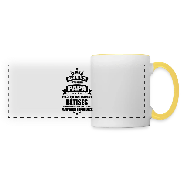 Super Papa : Le Vrai Partenaire de Bêtises en Famille sur Mug panoramique contrasté et blanc